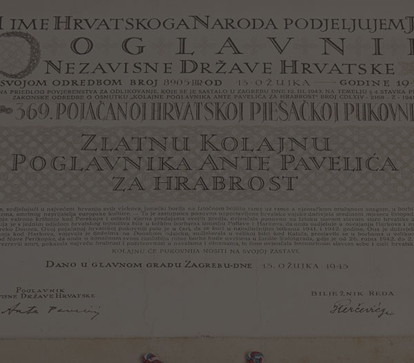 Diploma o dodjeli kolajne za hrabrost