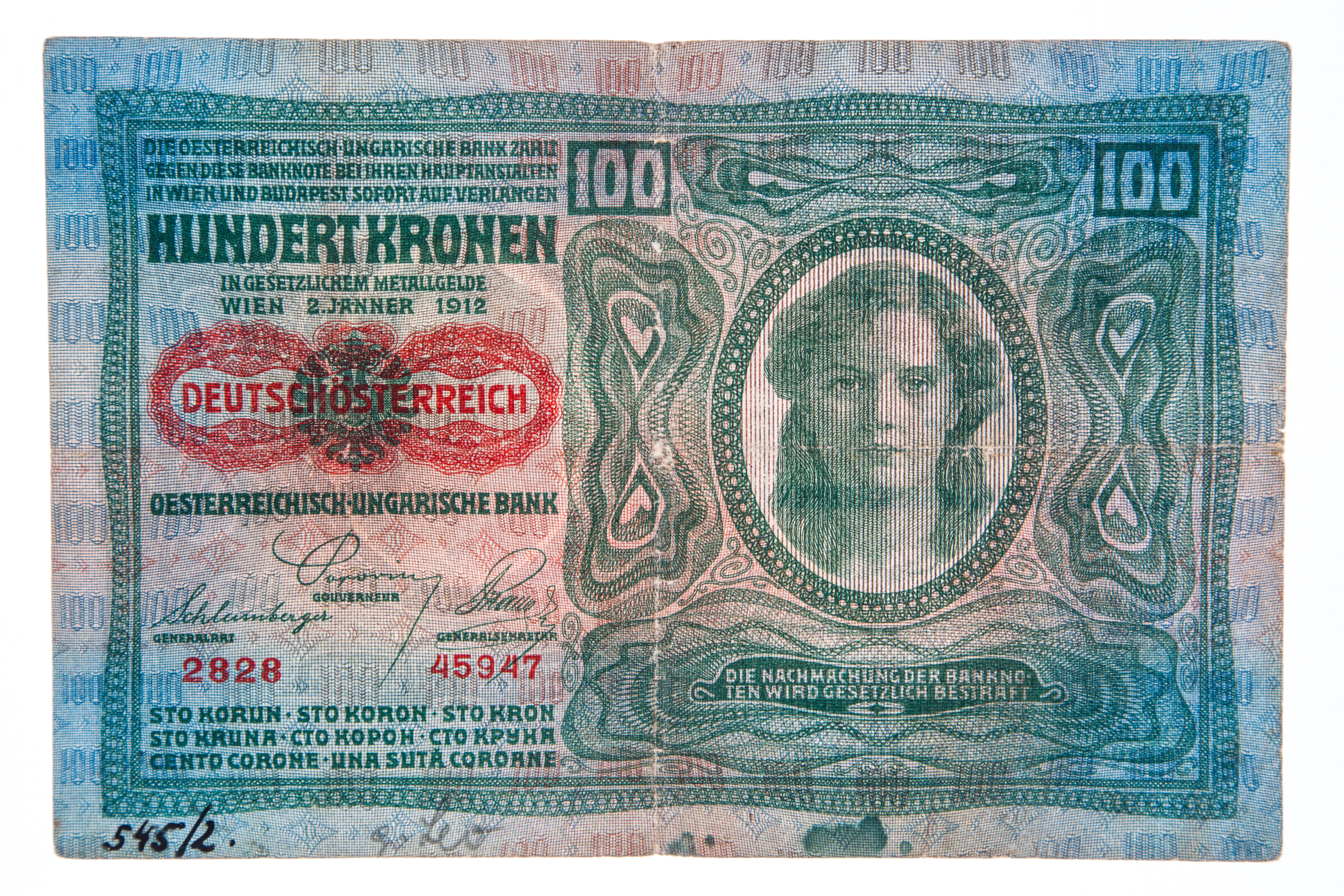 Novčanica od 100 kruna iz 1919.
