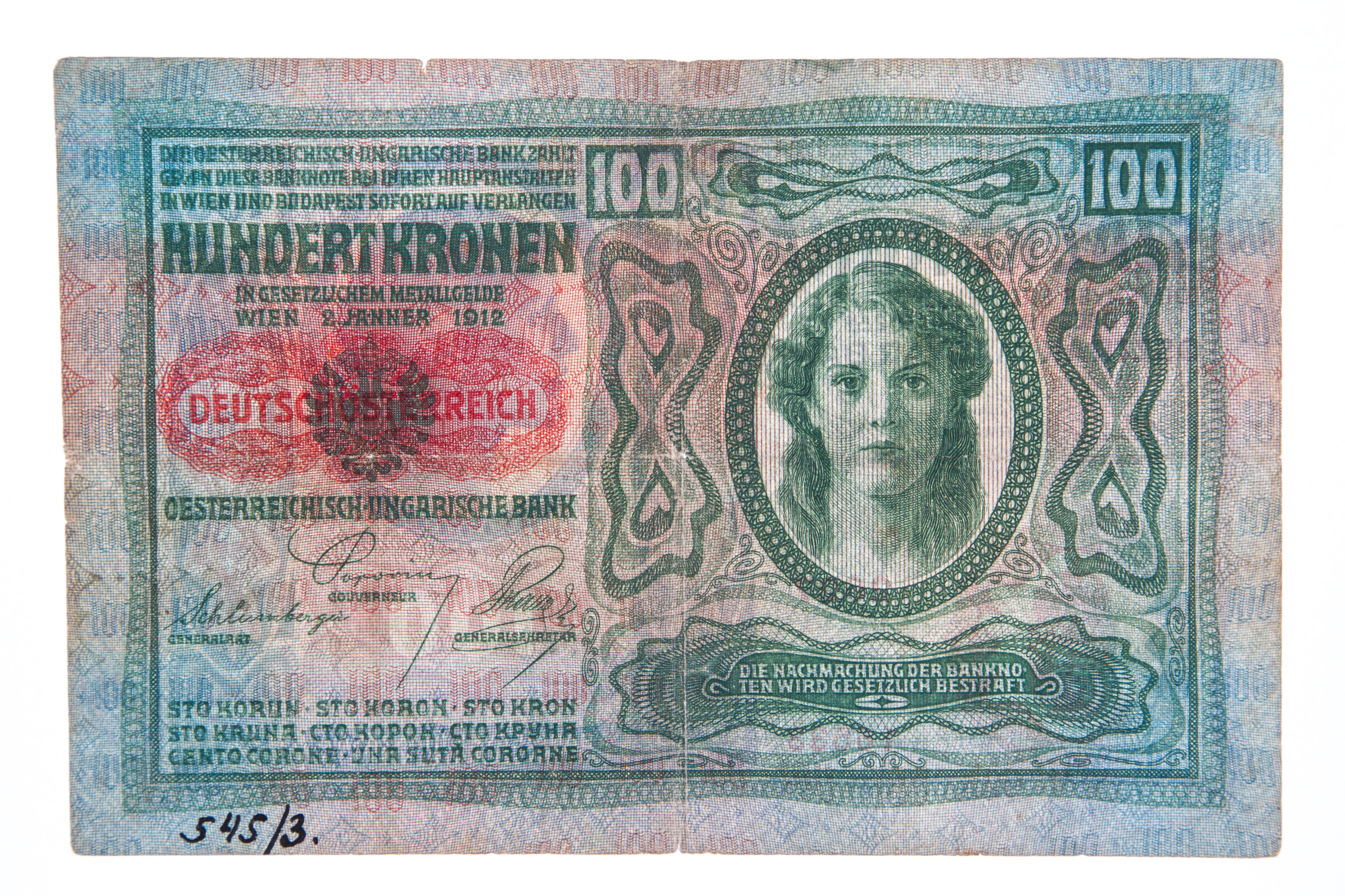 Novčanica od 100 kruna iz 1919.
